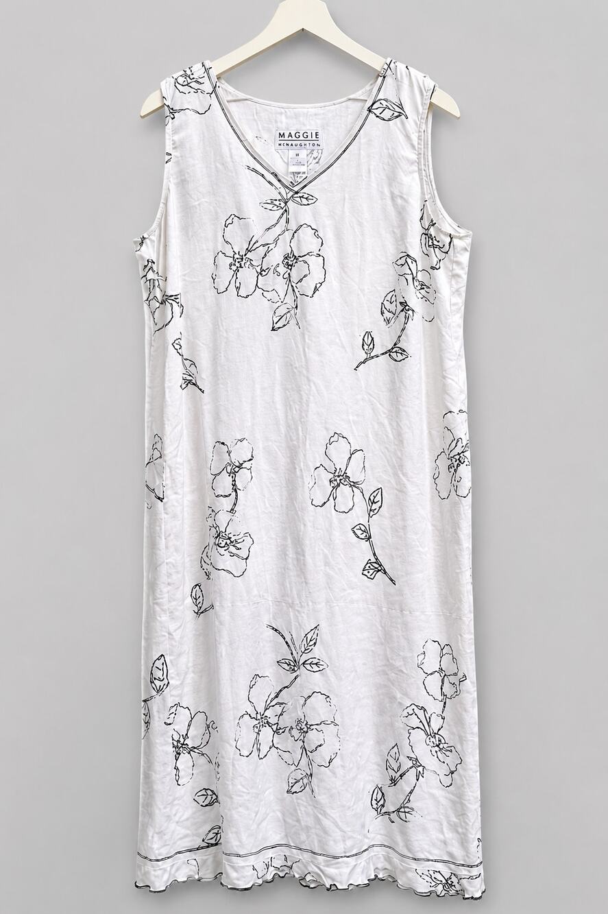 Maggie McNaughton 100% Linen Floral Sleeveless Dress Women's 1X